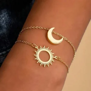 2 سلسلة سوار مطلية معدنية